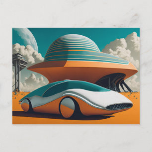 Future Past Art Futuristic View Of Earth Life Postcard