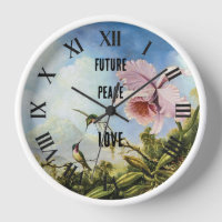 Future, Peace, Love, Orchid & Hummingbirds on Blue