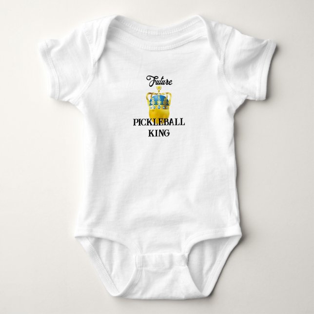 Future Pickleball King Baby Yellow Ball in Crown Baby Bodysuit (Front)