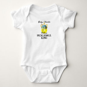 Future Pickleball King Yellow Baby Personalised Baby Bodysuit