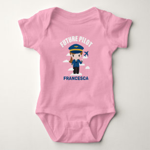 Future Pilot Girl Character Baby Bodysuit