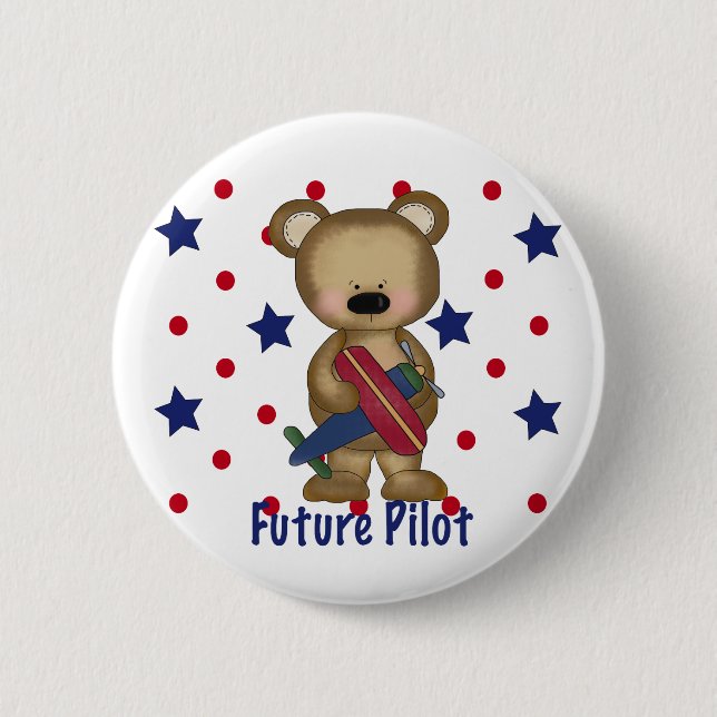 Future Pilot Little Bear 6 Cm Round Badge (Front)