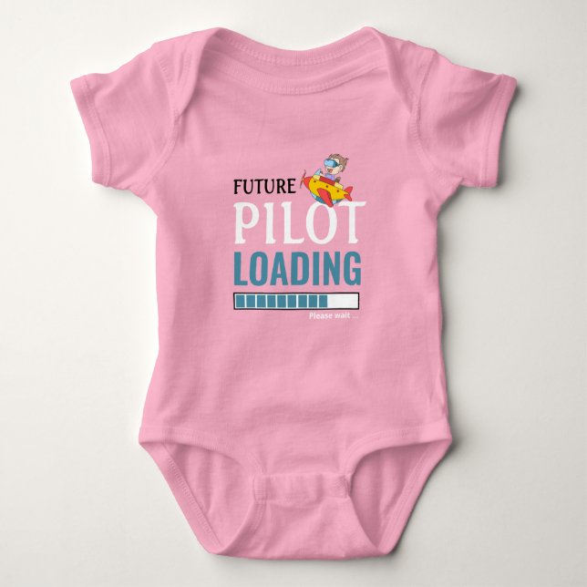Future Pilot Loading Funny Personalised Unisex Baby Bodysuit (Front)