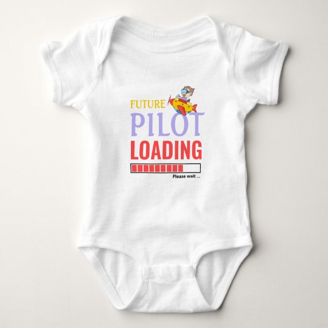Future Pilot Loading Funny Personalised Unisex Baby Bodysuit (Front)