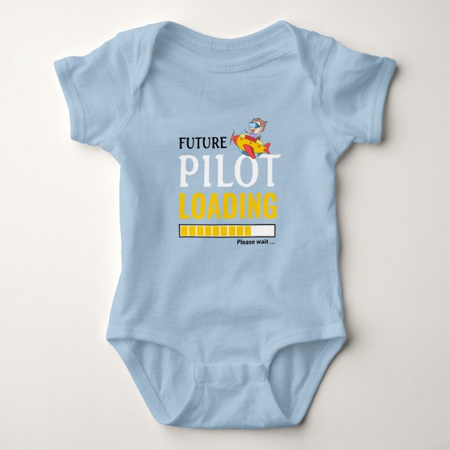 Future Pilot Loading Funny Personalised Unisex Baby Bodysuit (Front)