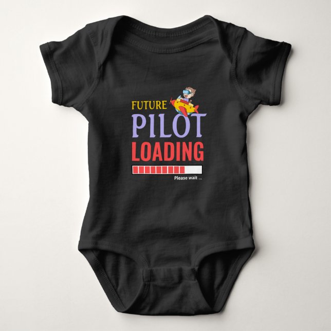 Future Pilot Loading Funny Personalised Unisex Baby Bodysuit (Front)