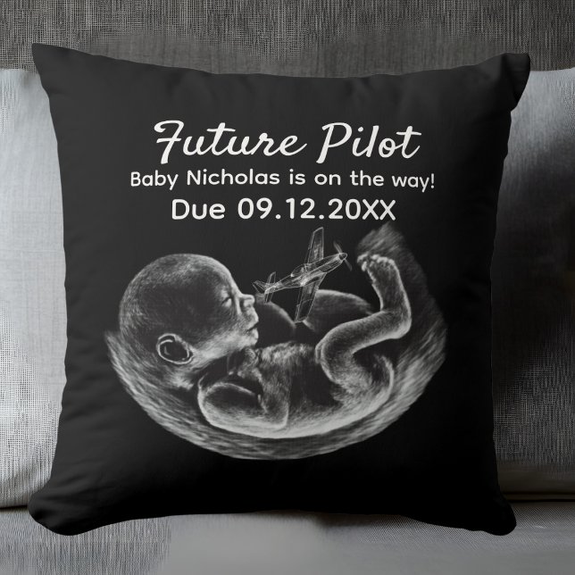 Future Pilot Pregnancy Announcement Funny Aviation Cushion (Creator Uploaded)