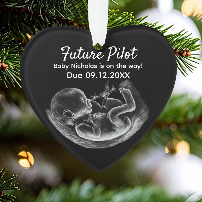 Future Pilot Pregnancy Announcement Funny Aviation Ornament (Creator Uploaded)