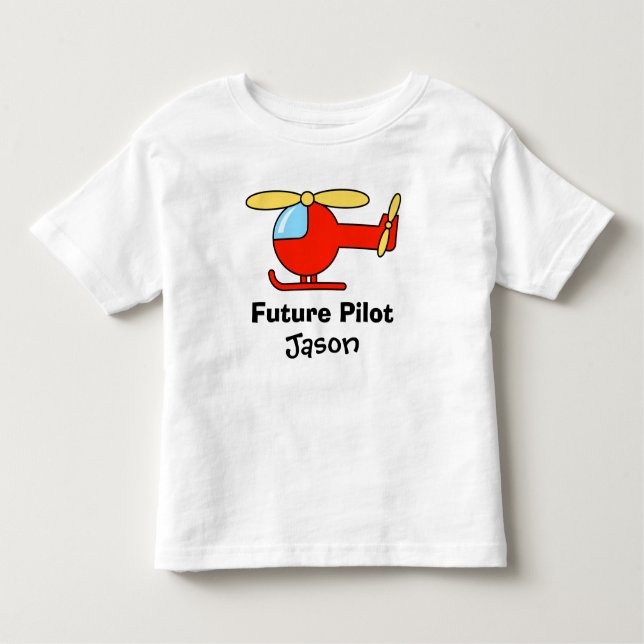 Future pilot t shirt for kids with toy helicopter (Front)