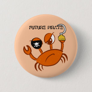 Future Pirate Cute Crab Personalised Pirates Party 6 Cm Round Badge