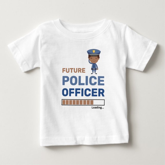 Future Police Officer Loading Stylish Personalised Baby T-Shirt (Front)