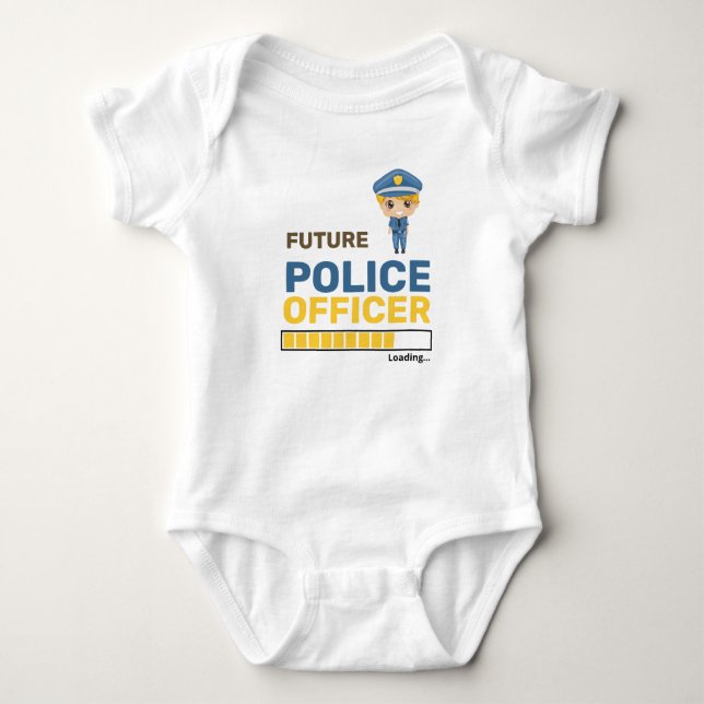 Future Police Officer Loading Trendy Personalised Baby Bodysuit (Front)