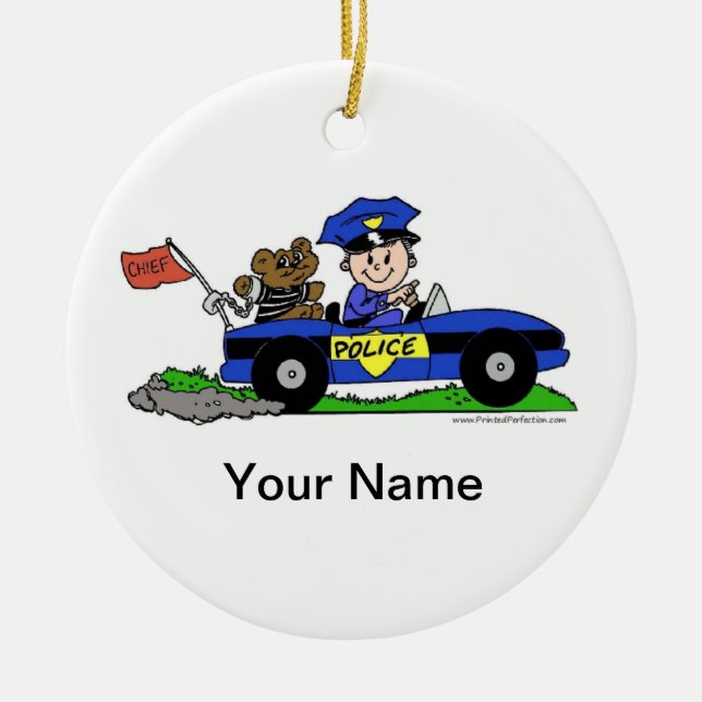 Future Police Officer - Male Ceramic Ornament (Front)