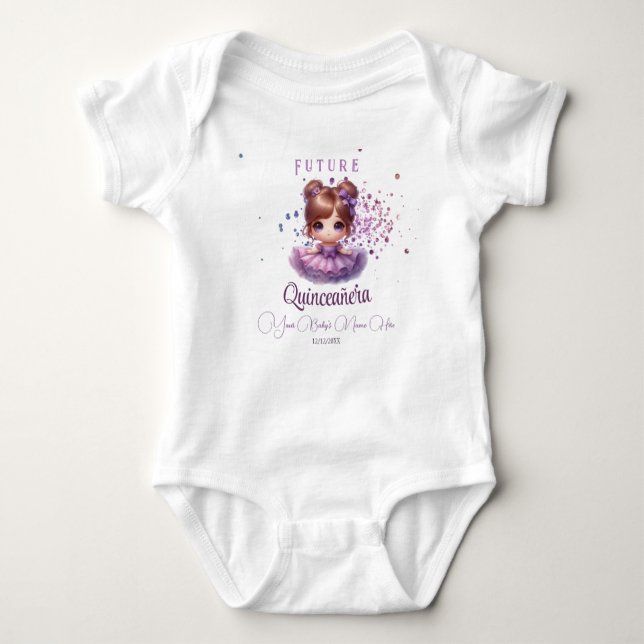 Future Quinceañera Baby Outfit – Lilac Purple Gift Bodysuit (Front)