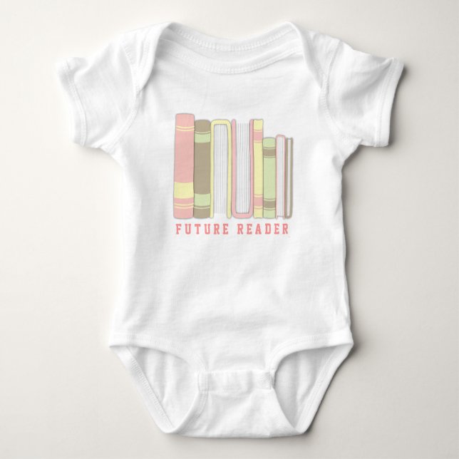 Future Reader Baby Book Stack Funny Shirt (Front)