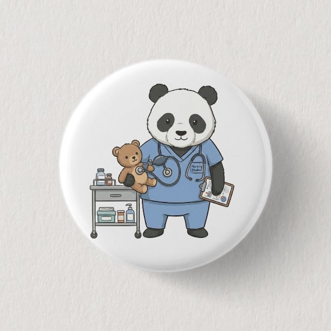 Future RN Panda: Adorable Medical Student  3 Cm Round Badge (Front)