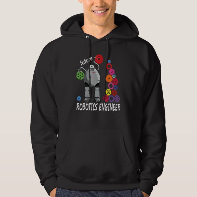 Future Robotics Engineer Technician  Vintage Robot Hoodie (Front)