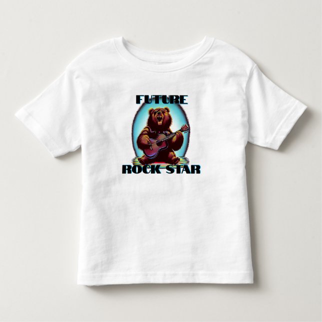 Future Rock Star Colourful Bear Toddler T-Shirt (Front)
