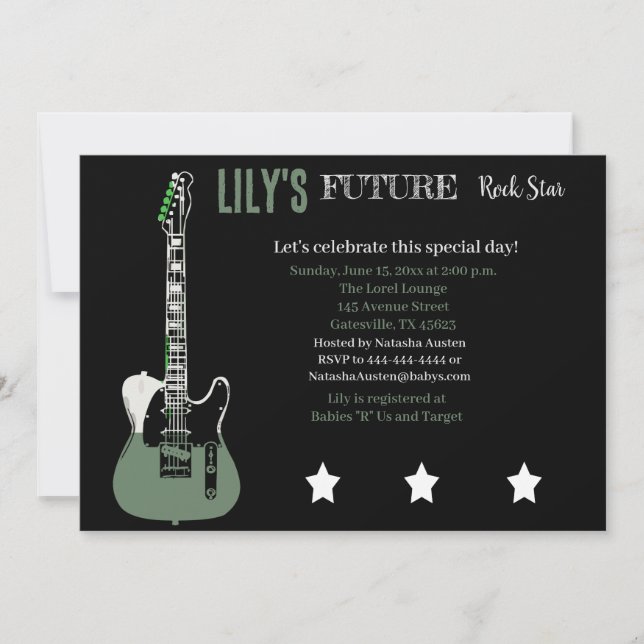 Future Rocker Baby Shower Grey Invitation (Front)