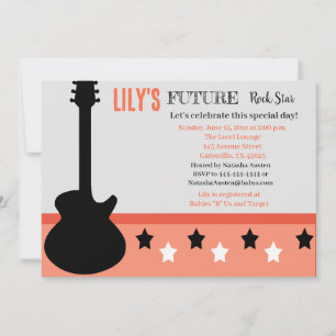 Future Rocker Baby Shower Pink Invitation