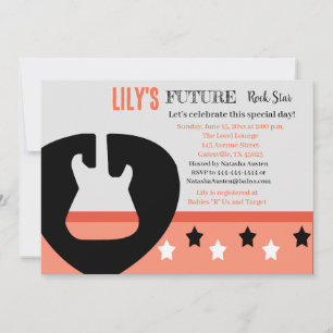 Future Rocker Baby Shower Pink Invitation