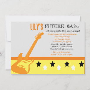 Future Rocker Baby Shower Yellow Invitation