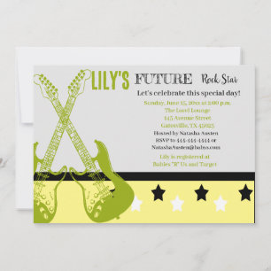 Future Rocker Baby Shower Yellow Invitation