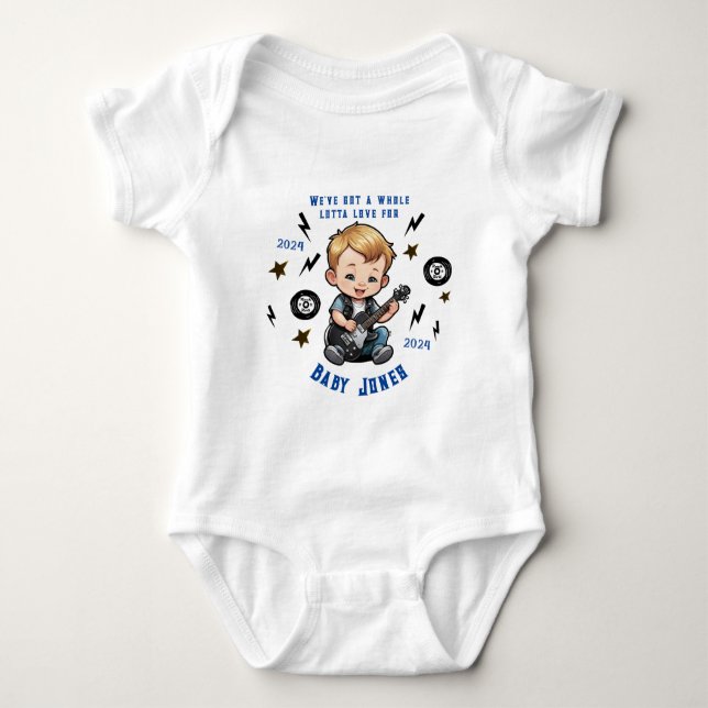 Future Rocker Rock N Roll Lotta Love Baby Boy  Baby Bodysuit (Front)