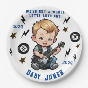 Future Rocker Rock N Roll Lotta Love Baby Boy Paper Plate