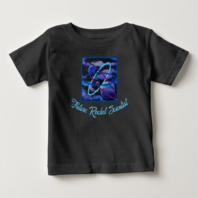 Future Rocket Scientist Space Art Planets Stars Baby T-Shirt (Front)