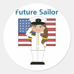 Future Sailor Girl Dark Hair Classic Round Sticker