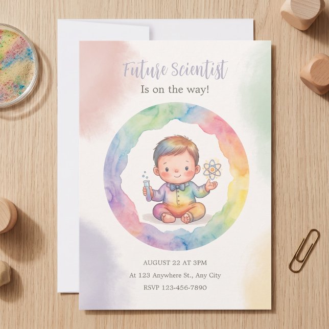Future Scientist is on the way Invitation (Future Scientist Baby Shower Invitation)