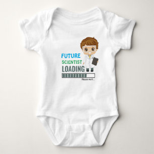 Future Scientist Loading Infant Shower Party Blue Baby Bodysuit