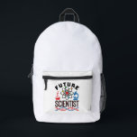 Future Scientist Science Lover STEM Printed Backpack<br><div class="desc">Future scientist design for chemistry,  physics or biology student. Perfect STEM design for anyone who wants to be a chemist,  physicist or biologist.   Future scientist novelty design features graphics of atom,  microscope,  beaker and DNA. Great to wear to science fair or science camp.</div>