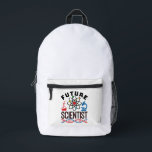 Future Scientist Science Lover STEM Printed Backpack<br><div class="desc">Future scientist design for chemistry,  physics or biology student. Perfect STEM design for anyone who wants to be a chemist,  physicist or biologist.   Future scientist novelty design features graphics of atom,  microscope,  beaker and DNA. Great to wear to science fair or science camp.</div>