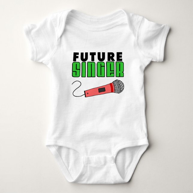 Future Singer Pink Microphone Baby Bodysuit (Front)
