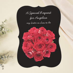 Future Sister in Law Bridesmaid Red Roses Invitation