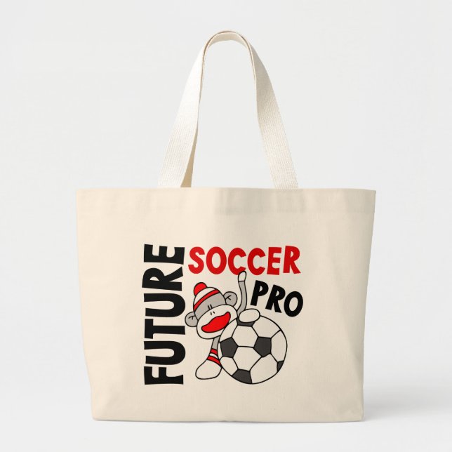 Future Soccer Pro Sock Monkey Large Tote Bag (Front)