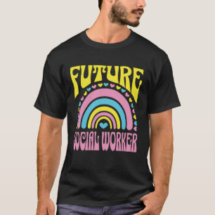 Future Social Worker Bright Retro Rainbow Social W T-Shirt