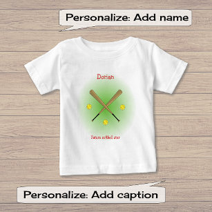Future softball star custom text baby T-Shirt