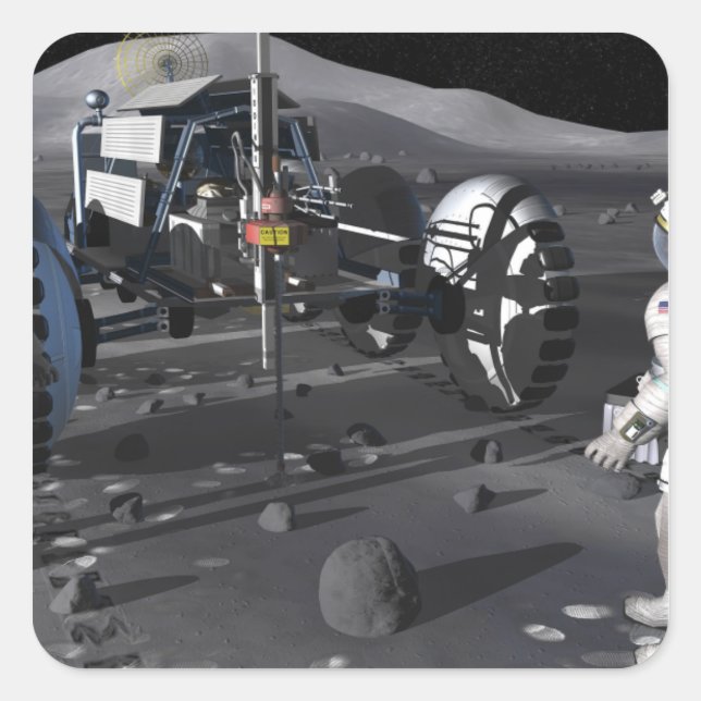 Future space exploration missions square sticker (Front)