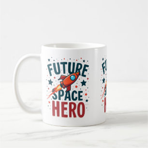 Future Space Hero Retro Rocket Ship Design Coffee Mug