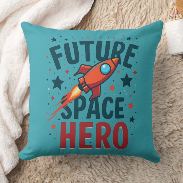 Future Space Hero Retro Rocket Ship Design Cushion (Blanket)