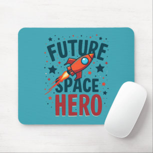 Future Space Hero Retro Rocket Ship Design Mouse Pad