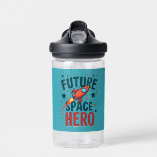 Future Space Hero Retro Rocket Ship Design Water Bottle