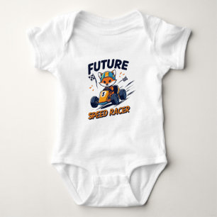 Future Speed Racer Cute Go-Kart & Baby Fox Racing Baby Bodysuit