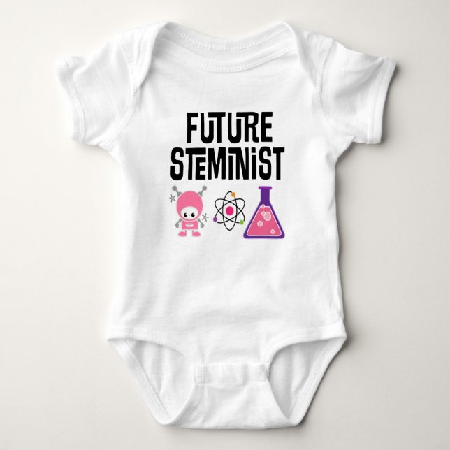 Future Steminist Baby Girl Scientist Baby Bodysuit (Front)