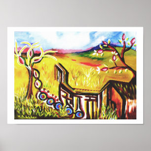 Future summer in the countryside art poster