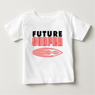 Future Surfer Pink Surf Board Baby T-Shirt