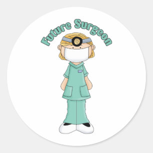 Future Surgeon Little Girl Classic Round Sticker